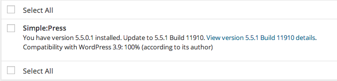 Screenshot of Plugin Update Notice